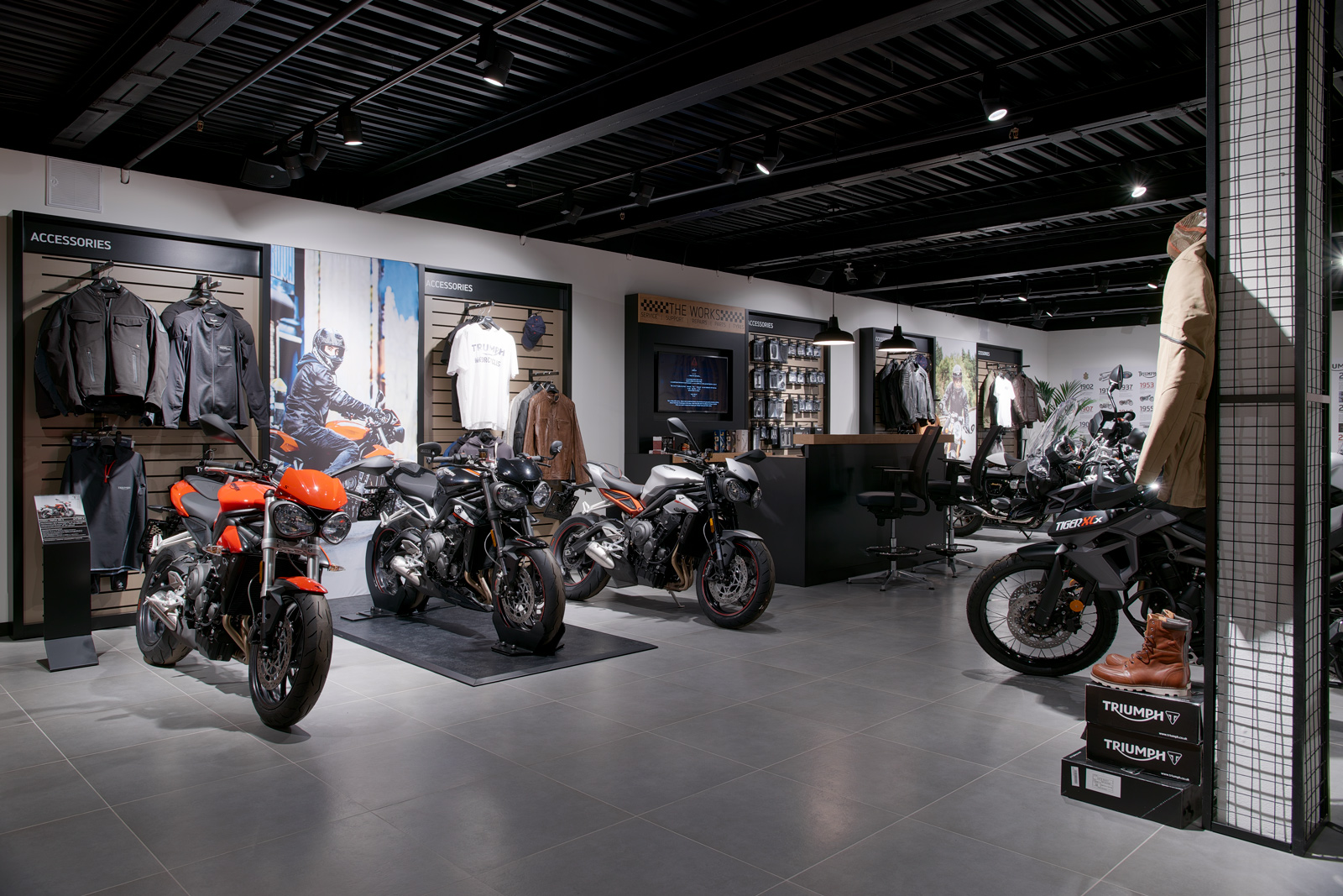Motorcycle Triumph store Dexter shopping center. Russia Mocsow